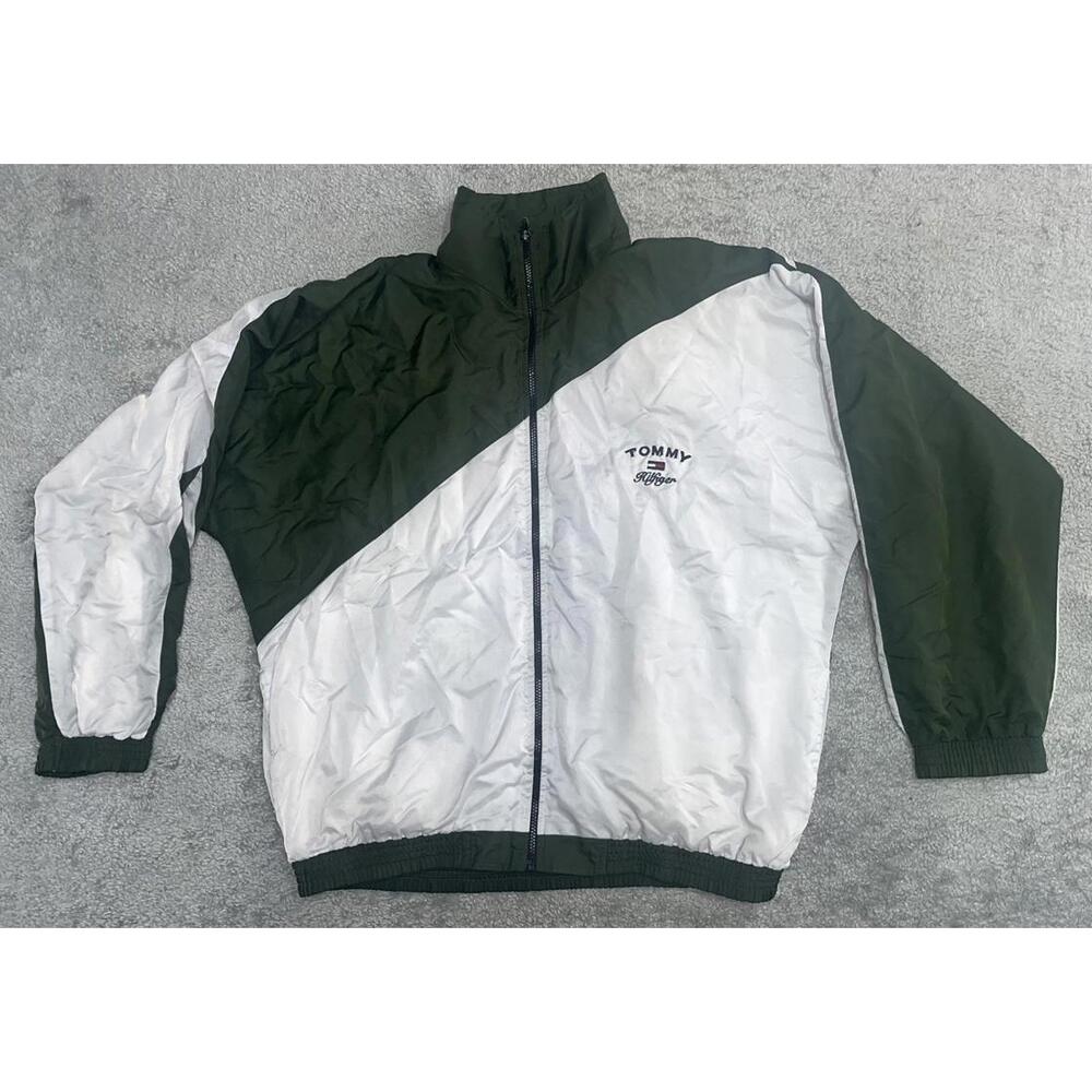 Vintage Tommy Hilfiger - Tommy Jeans - Men's Green/white Track Jacket Size XL